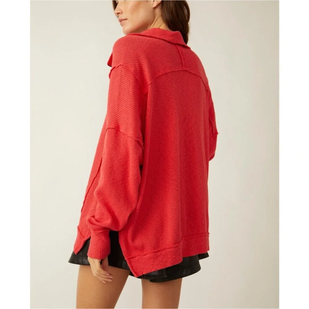 • New • Free People Walk Away Tunic Red Racer Size S Oversized Just Right - Picture 6 of 12